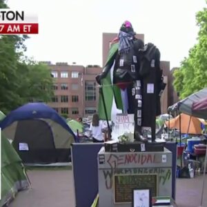 George Washington statue draped in Palestinian flag on DC campus